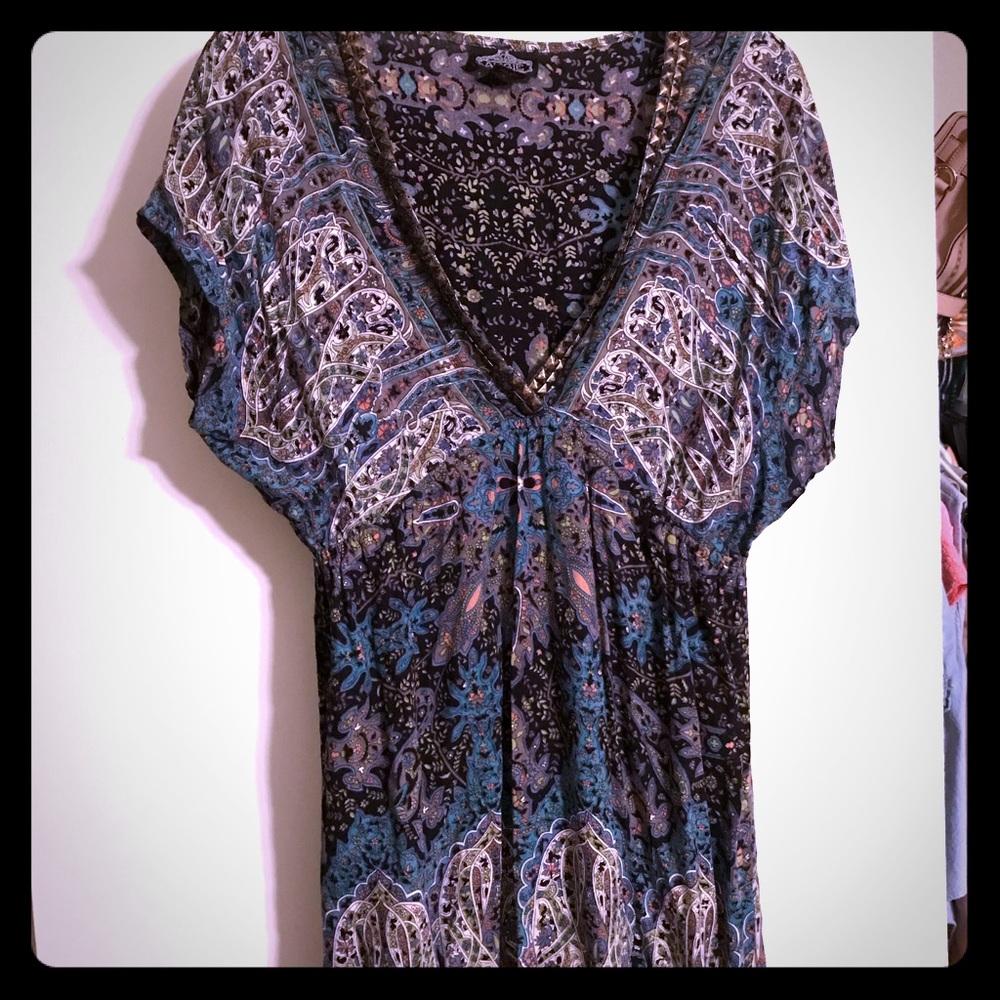Short cut v neck multi color dress mini